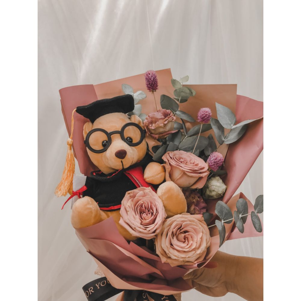 rose teddy bear graduation